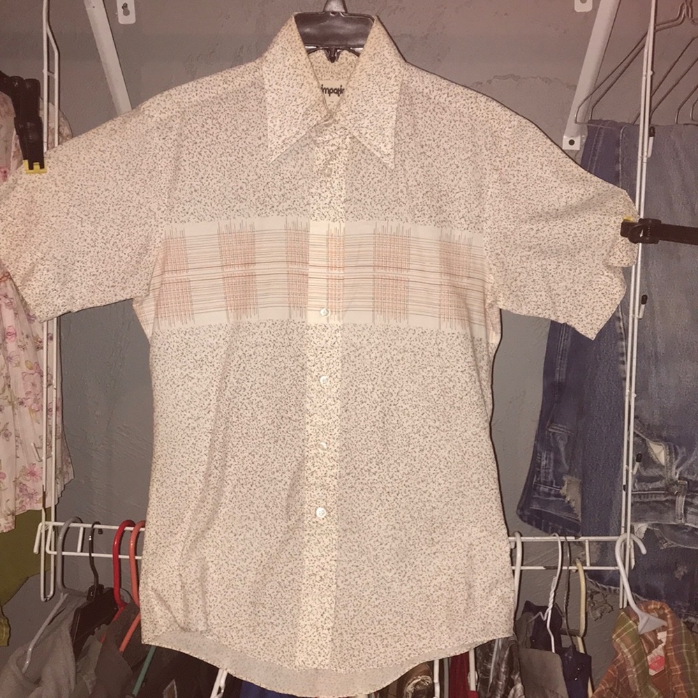 Wrangler Men's Tan and Cream Button Down Shirt